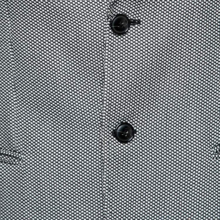 Pre Owned Emporio Armani Black Monochrome Textured Crepe Josh Line Blazer M