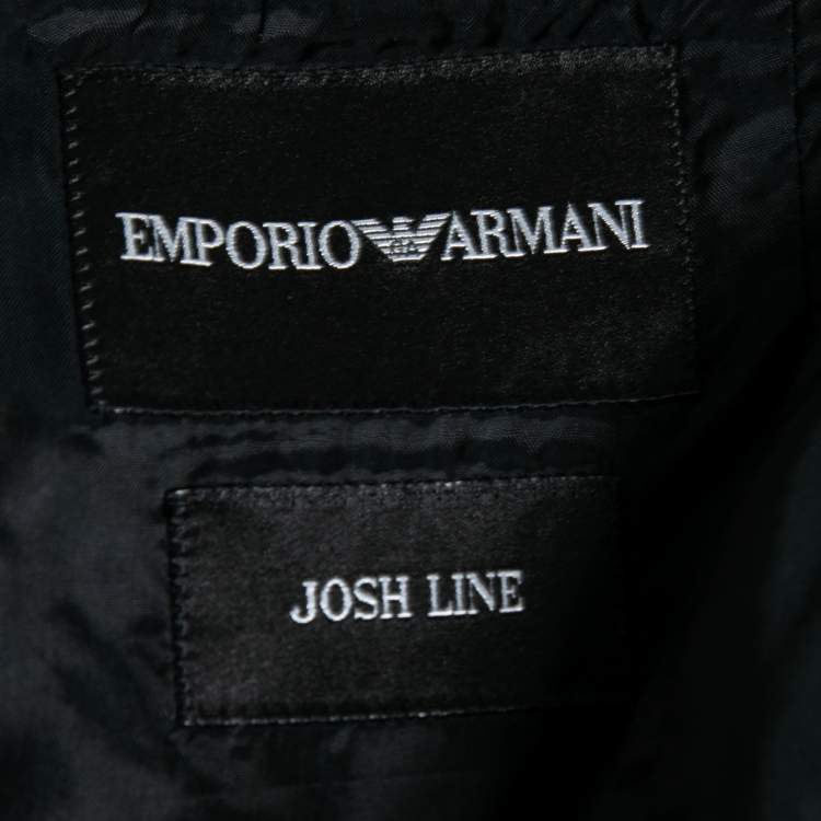 Pre Owned Emporio Armani Black Monochrome Textured Crepe Josh Line Blazer M