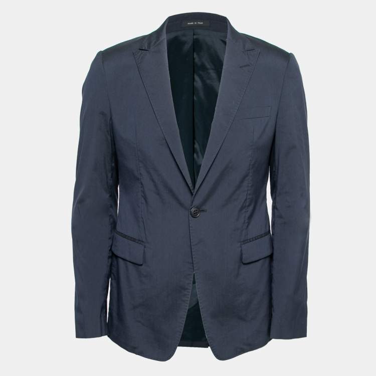 Emporio Armani Navy Blue Cotton David Line Single Button Blazer L Emporio  Armani | TLC