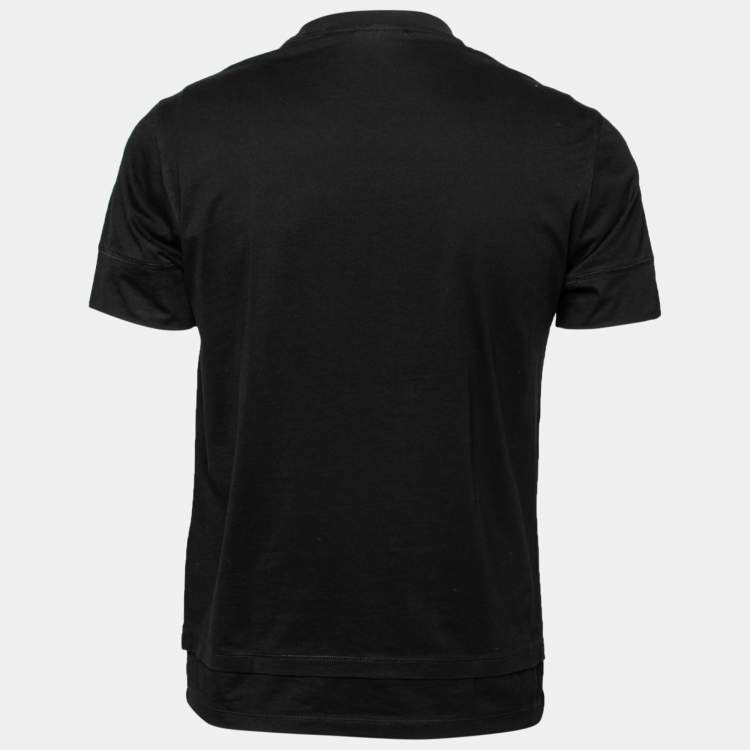 مملوكة مسبقًا Emporio Armani Black Cotton Camouflage Embroidered Short Sleeve T-Shirt M