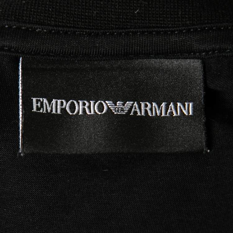 مملوكة مسبقًا Emporio Armani Black Cotton Camouflage Embroidered Short Sleeve T-Shirt M