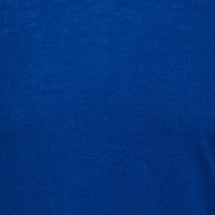 مملوكة مسبقًا Emporio Armani Blue Wool V-Neck Long Sleeve Jumper M