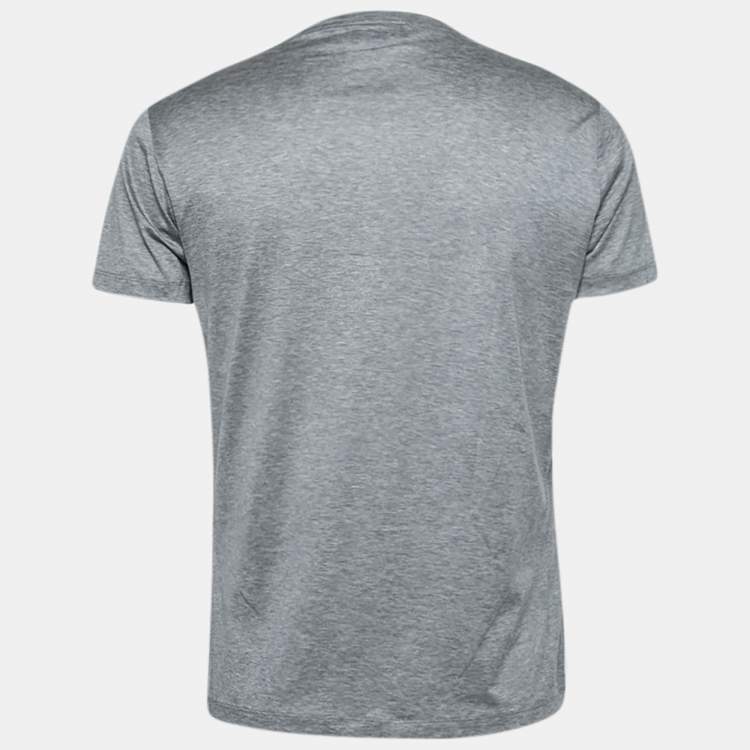 مملوكة مسبقًا Emporio Armani Grey Cotton Printed V-Neck Short Sleeve T-Shirt M