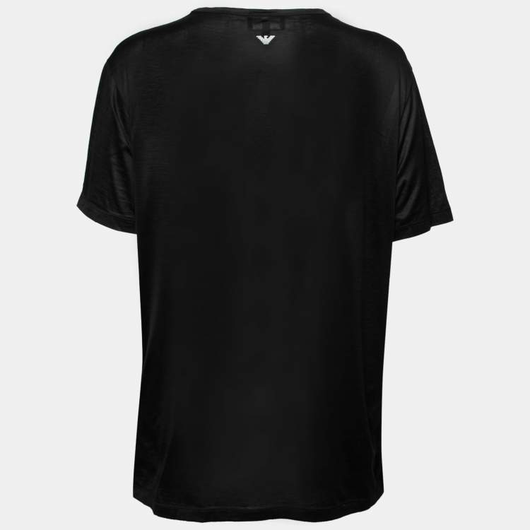 Emporio Armani Black Printed Cotton T-Shirt XL Emporio Armani | TLC