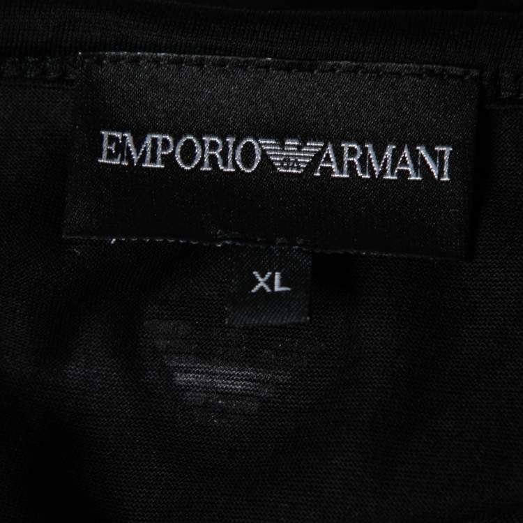 مملوكة مسبقًا Emporio Armani Black Printed Cotton T-Shirt XL