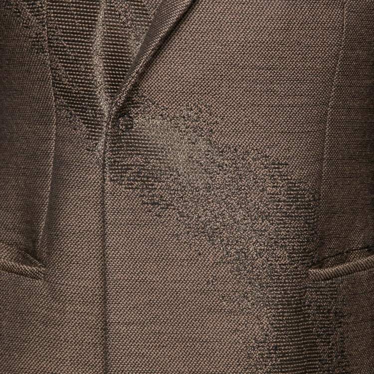Pre Owned Emporio Armani Brown Textured Wool Single-Breasted Blazer M   
