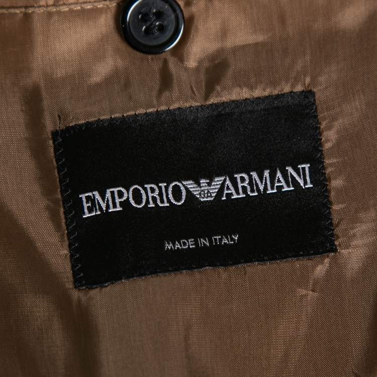 Pre Owned Emporio Armani Brown Textured Wool Single-Breasted Blazer M   