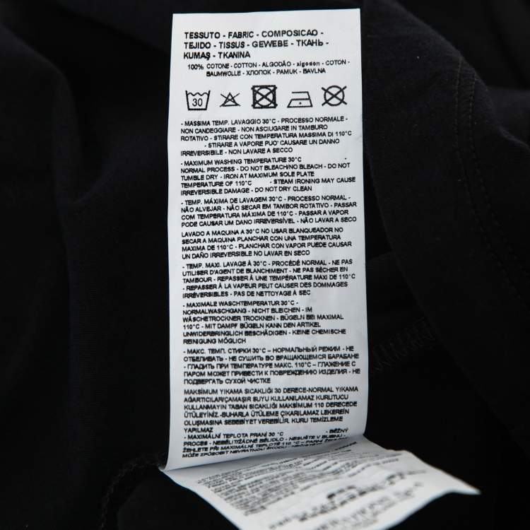 Pre Owned Emporio Armani Black Cotton Logo Printed Crew Neck T-Shirt XXL