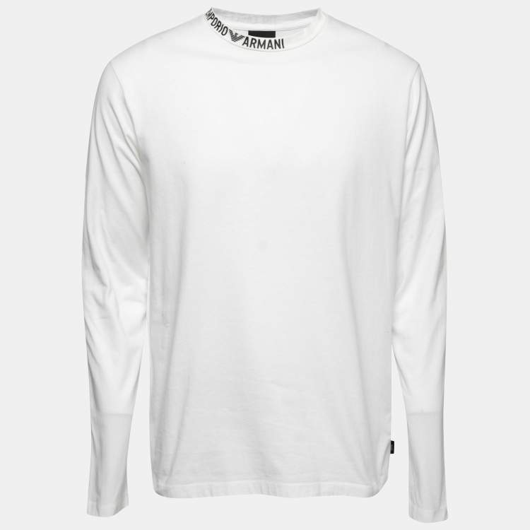 Emporio Armani White Cotton Logo Printed Crewneck T-Shirt XXL Emporio Armani  | TLC
