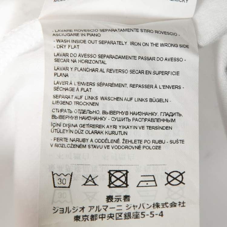 Pre Owned Emporio Armani White Cotton Logo Printed Crewneck T-Shirt XXL