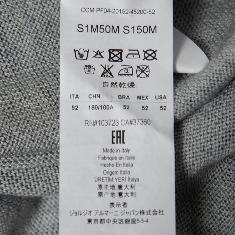 Pre Owned Emporio Armani Grey Ombre Effect Wool Sweater XL