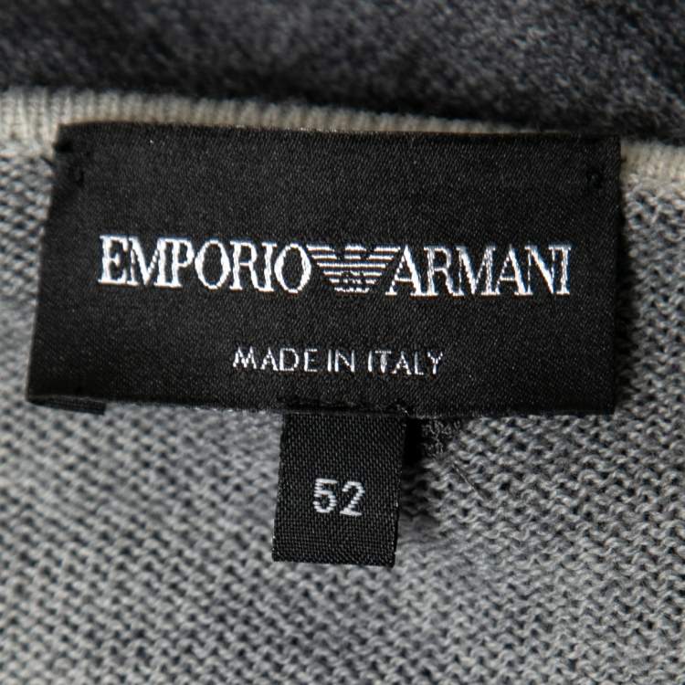 Pre Owned Emporio Armani Grey Ombre Effect Wool Sweater XL