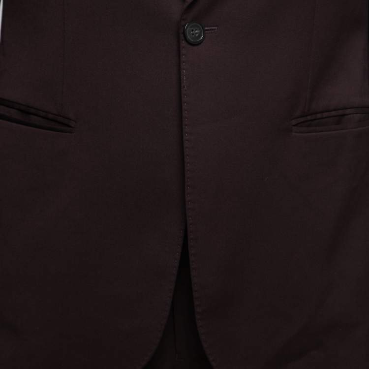 Pre Owned Emporio Armani Plum Purple Wool Single-Breasted Suit L
