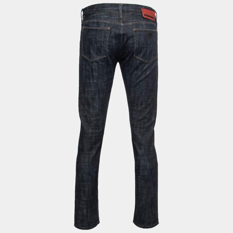 Pre Owned Emporio Armani Dark Blue Denim Slim Fit Jeans M Waist 32"