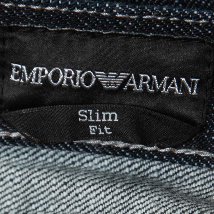Pre Owned Emporio Armani Dark Blue Denim Slim Fit Jeans M Waist 32"