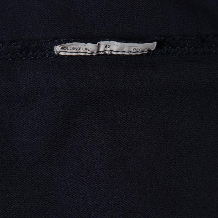 Pre Owned Emporio Armani Navy Blue Cotton Logo Print Crewneck T-Shirt M