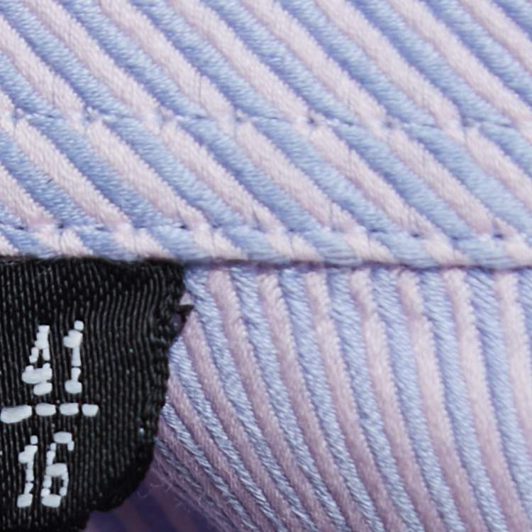 Pre Owned Emporio Armani Blue and Purple Striped Cotton Long Sleeve Shirt L
