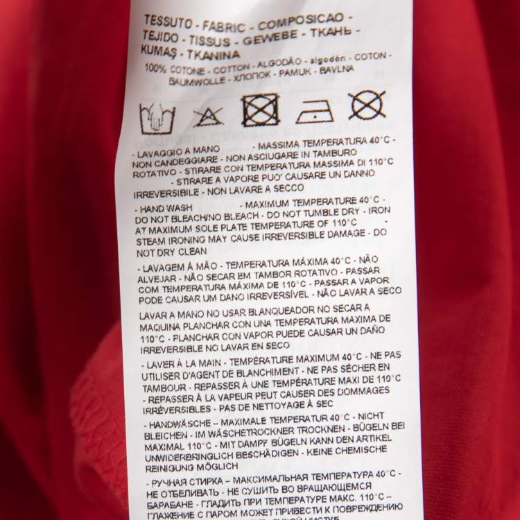 Pre Owned Emporio Armani Red Cotton Printed Crew Neck T-Shirt M