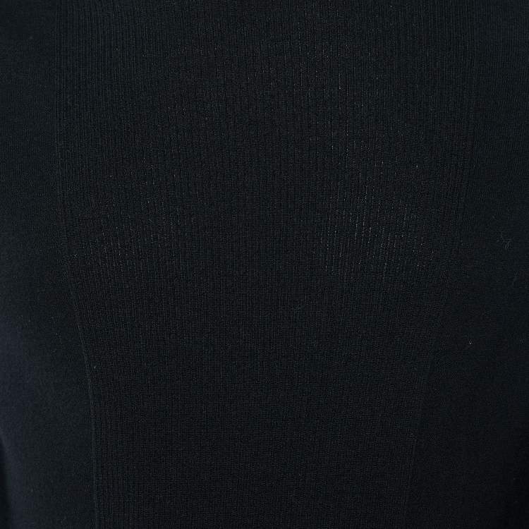 مملوكة مسبقًا Emporio Armani Black Wool Logo Embroidered Turtleneck Jumper L