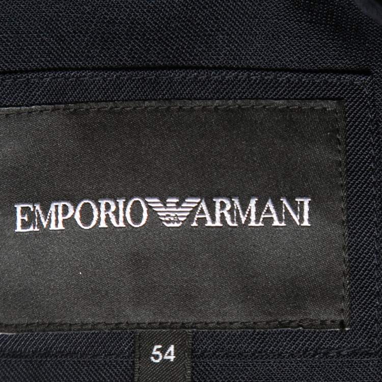 Pre Owned Emporio Armani Black Wool Blend Zip Up Single Breasted Dual Blazer XXL