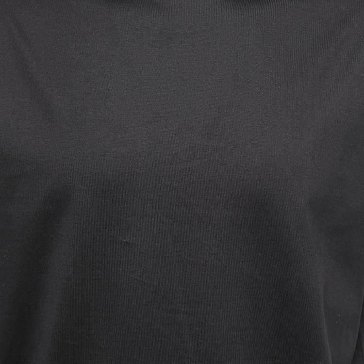 Pre Owned Emporio Armani Black Jersey Logo Band Detail T-Shirt L
