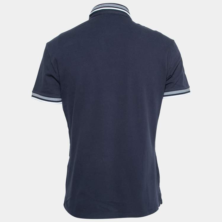 Pre Owned Emporio Armani Navy Blue Cotton Pique Polo T-Shirt XL