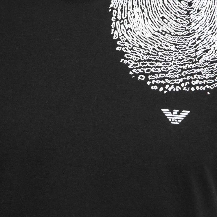 Pre Owned Emporio Armani Black Graphic Print T-Shirt M