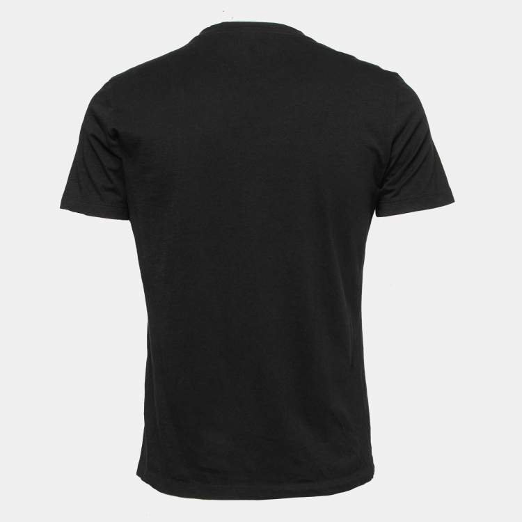 Pre Owned Emporio Armani Black Graphic Print T-Shirt M