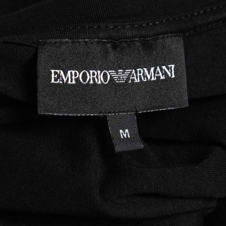 Pre Owned Emporio Armani Black Graphic Print T-Shirt M