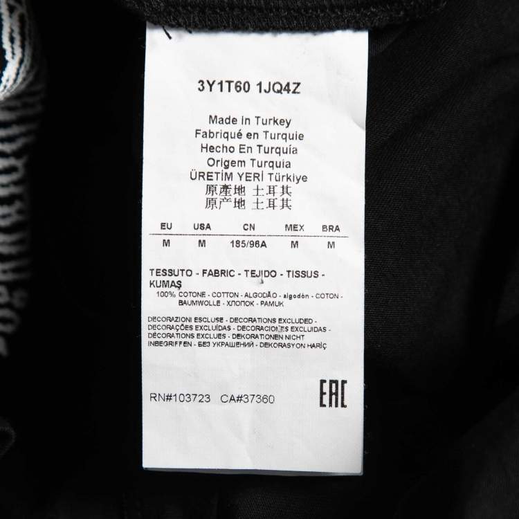 Pre Owned Emporio Armani Black Graphic Print T-Shirt M