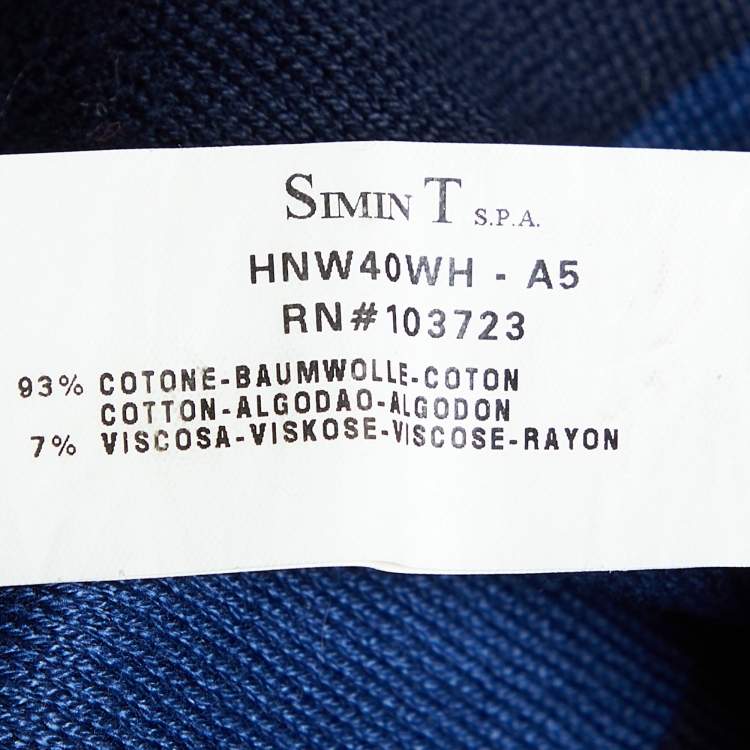 مملوكة مسبقًا Emporio Armani Navy Blue Striped V-Neck Sweater S