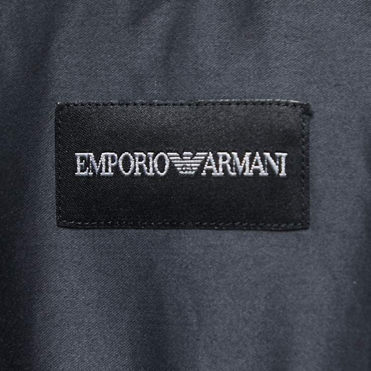 Pre Owned Emporio Armani Grey Cotton Button Front Long Sleeve Shirt S