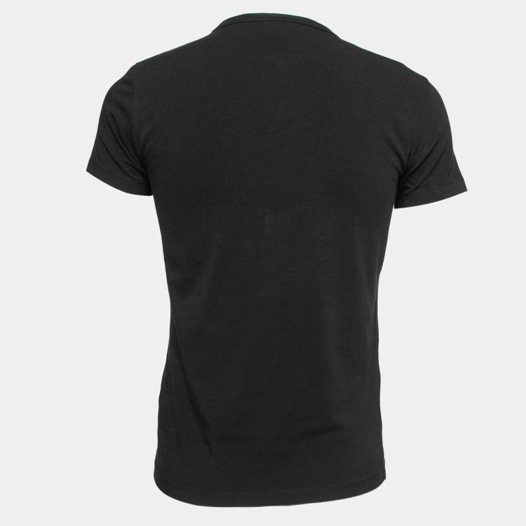 مملوكة مسبقًا Emporio Armani Black Logo Print Cotton Crew Neck T-Shirt M