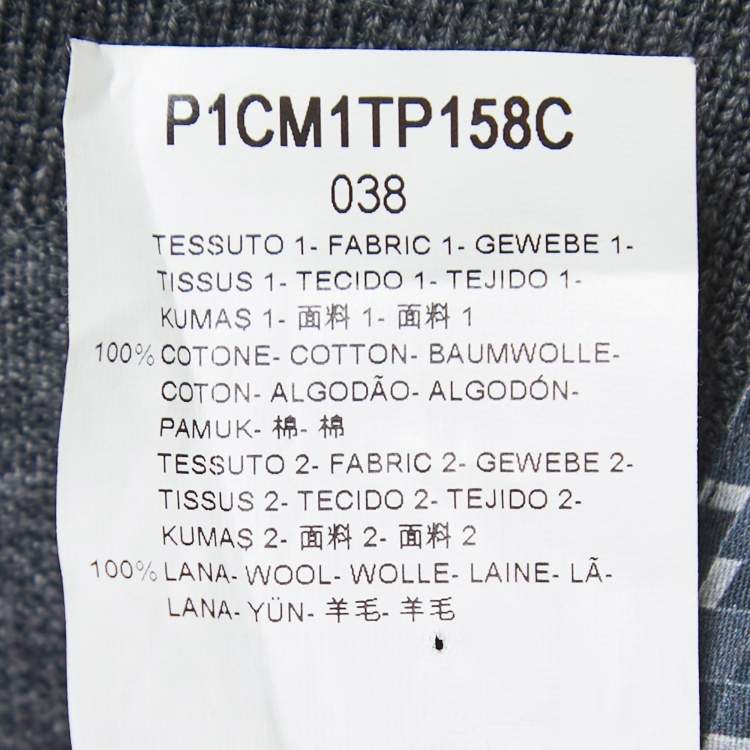 Pre Owned Emporio Armani Grey Patterned Cotton and Wool Knit Full Sleeve Shirt S
