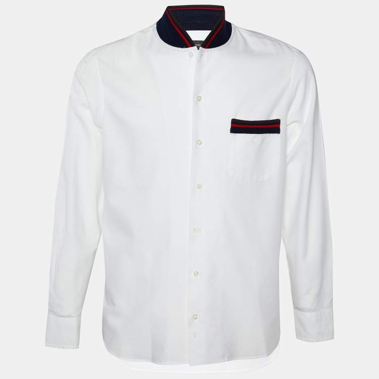 Pre Owned Emporio Armani White Cotton Contrast Trim Detail Button Front Shirt XL