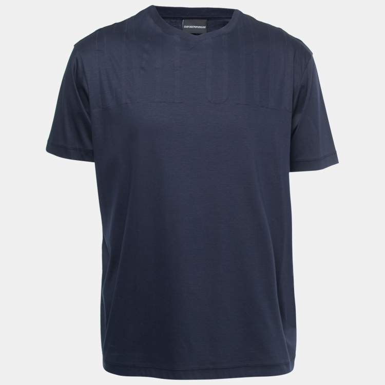 مملوكة مسبقًا Emporio Armani Navy Blue Cotton Crew Neck Half Sleeve T-Shirt XXL