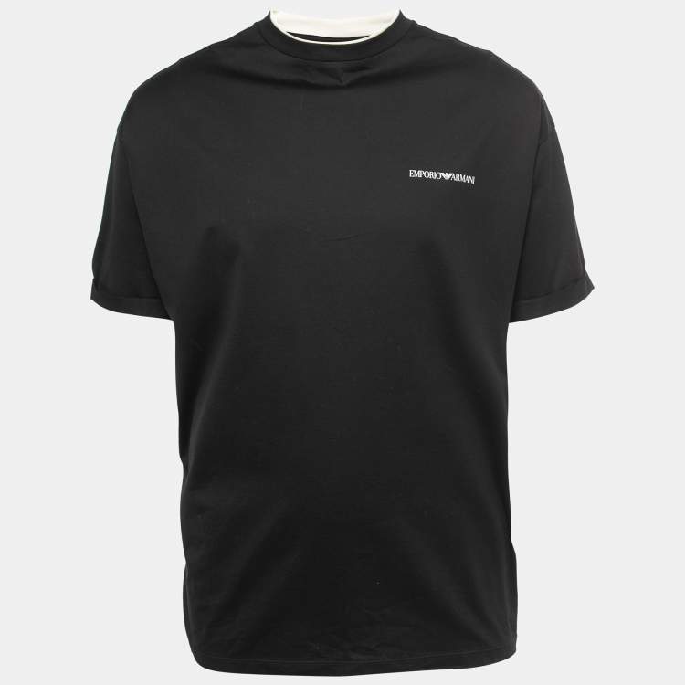 مملوكة مسبقًا Emporio Armani Black Cotton Logo Print T-Shirt 2XL