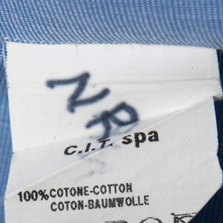 Pre Owned Emporio Armani Blue Cotton Full Sleeve Shirt M