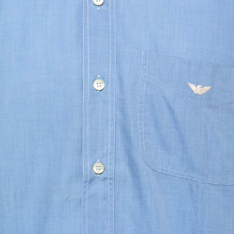 Pre Owned Emporio Armani Blue Cotton Full Sleeve Shirt M