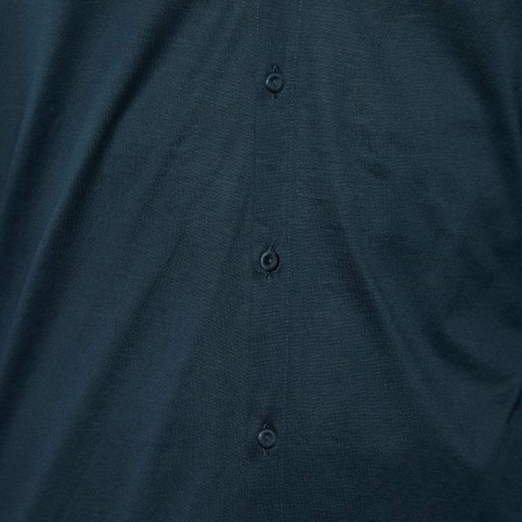 Pre Owned Emporio Armani Dark Green Cotton Button Front Shirt L