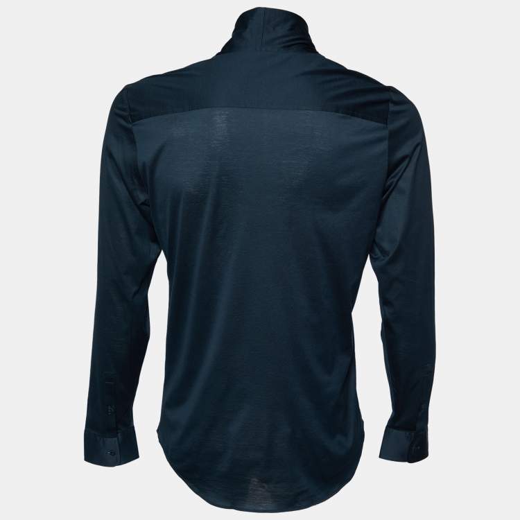 Pre Owned Emporio Armani Dark Green Cotton Button Front Shirt L