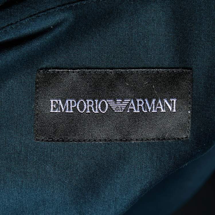 Pre Owned Emporio Armani Dark Green Cotton Button Front Shirt L