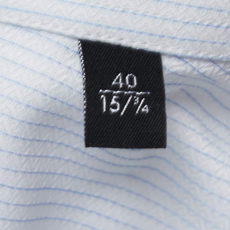 مملوكة مسبقًا Emporio Armani White Striped Cotton Button Front Modern Fit Full Sleeve Shirt M