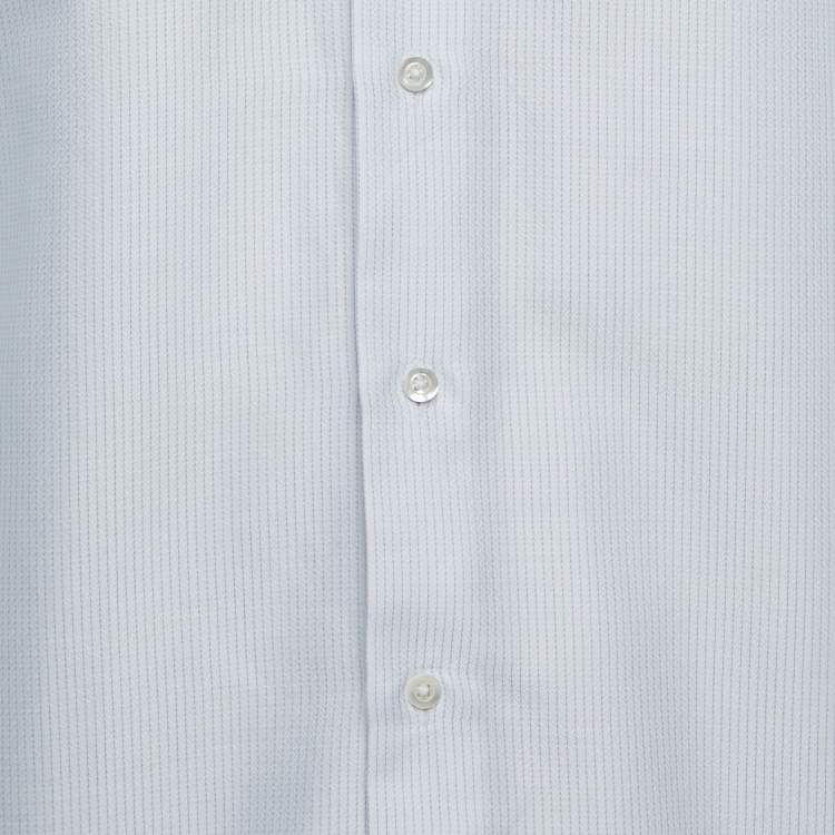 مملوكة مسبقًا Emporio Armani White Striped Cotton Button Front Modern Fit Full Sleeve Shirt M