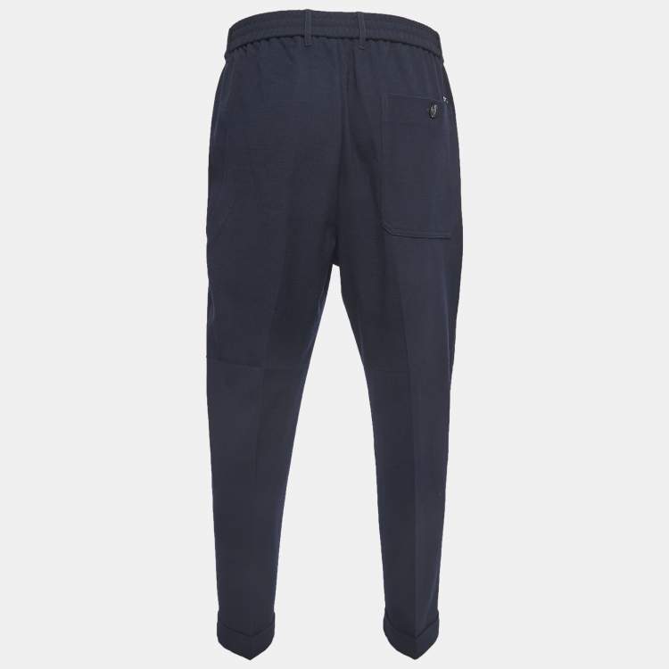 Pre Owned Emporio Armani Navy Blue Wool Blend Trousers L