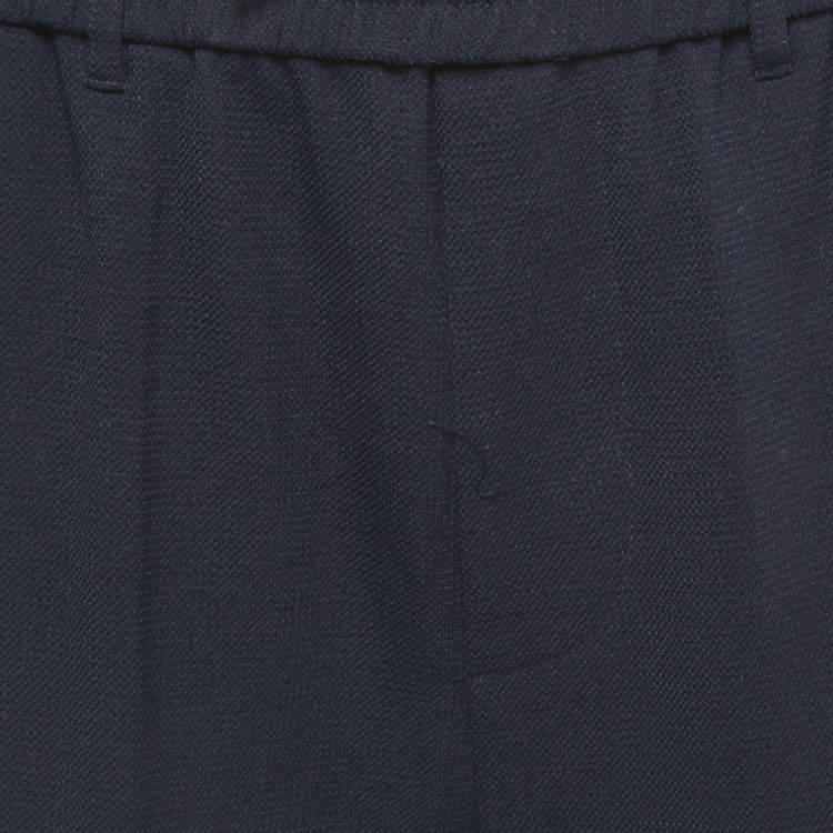 Pre Owned Emporio Armani Navy Blue Wool Blend Trousers L