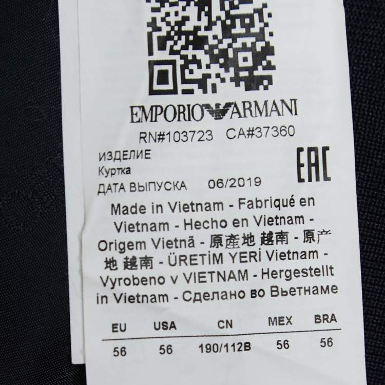 مملوكة مسبقًا Emporio Armani Navy Blue Logo Patterned Synthetic Zip Front Jacket 3XL