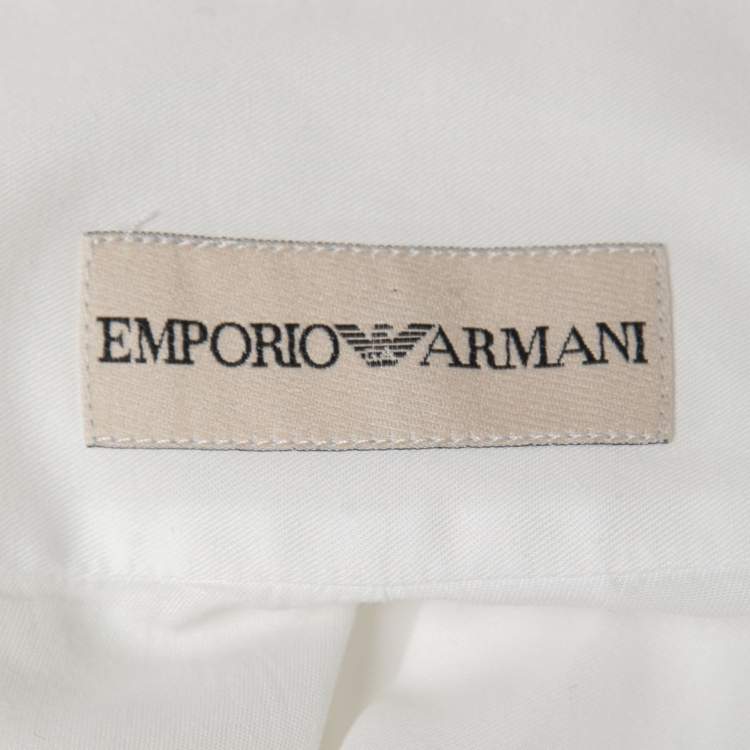 مملوكة مسبقًا Emporio Armani White Cotton Button Down Full Sleeve T-Shirt M