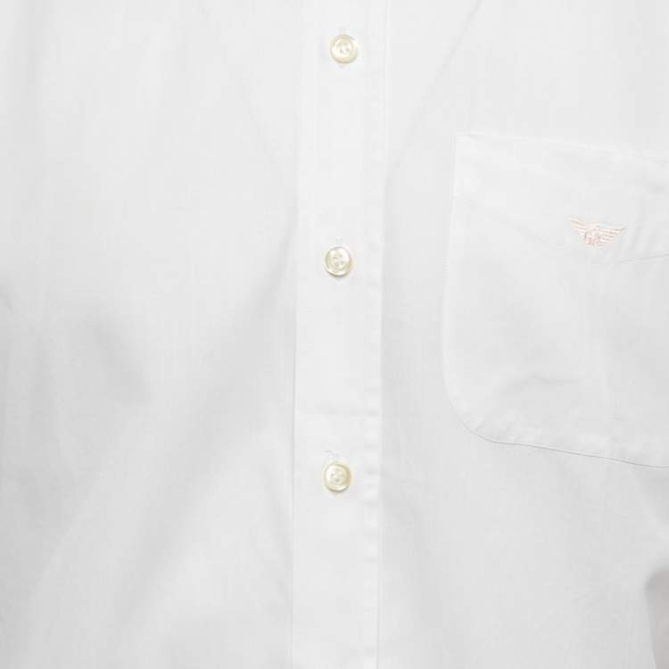 مملوكة مسبقًا Emporio Armani White Cotton Button Down Full Sleeve T-Shirt M