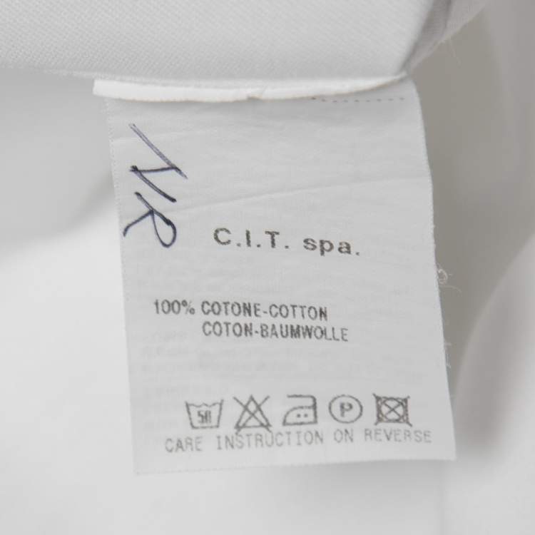 Pre Owned Emporio Armani White Cotton Button Down Full Sleeve Shirt M
